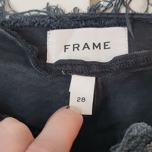 Frame Denim Women's Cut off waist mini boot slit denim in film noir size 28 - Picture 5 of 10